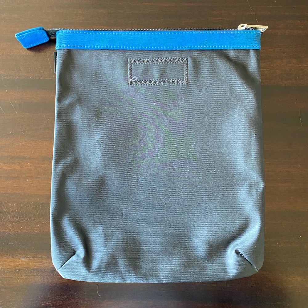 JACK SPADE Coated Pouch Black with Blue Accents Zip Close EUC